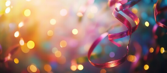 Aufkleber - Colorful bokeh background featuring vibrant serpentine ribbons for festive celebrations and joyful occasions
