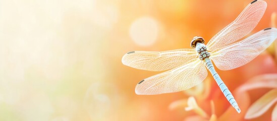 Aufkleber - Vibrant Macro Photography of Dragonfly in Nature with Soft Background and Empty Space for Text or Design Elements