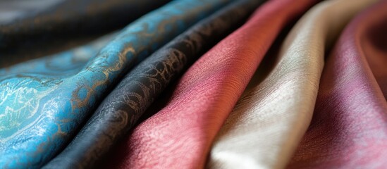 Poster - Luxurious lotus silk fabric collection showcasing sustainable, biodegradable materials with vibrant colors and exquisite texture.
