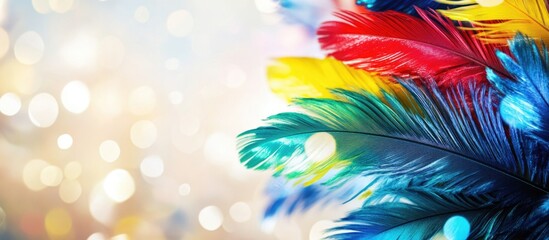 Poster - Colorful Macaw Feathers on a Sparkling Background Abstract Nature Artistic Image