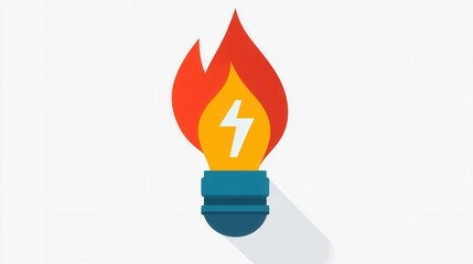 Poster - Flame Icon for Energy Representation, minimalistic design on white background, suitable for digital applications and branding purposes