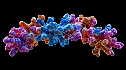 Poster - Detailed render of proteins highlighting alpha laboratory scientific visualization microscopic environment scientific perspective protein structure