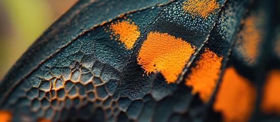 Poster - Close-up view of a Monarch Butterfly wing showcasing intricate patterns and vibrant colors in macro photography