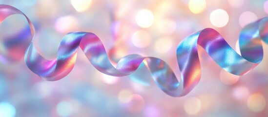 Poster - Colorful bokeh background with flowing serpentine ribbon creating a festive and joyful atmosphere for celebrations or decorative themes