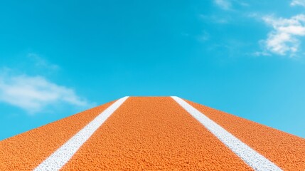Poster - Dynamic Stadium Track Aesthetic Textured Running Lanes with Clear Markings for Professional Athletics - Sports Event Promotion and Facility Marketing