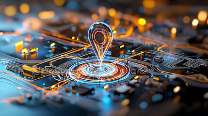 Poster - Digital location mapping technology futuristic circuit board design concept art technology environment abstract viewpoint