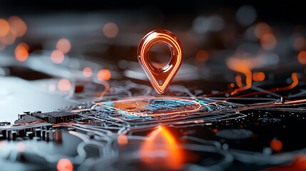Poster - Innovative location tracking technology digital landscape graphic visualization futuristic environment aerial perspective