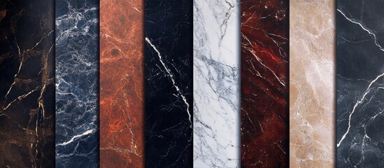 Poster - Elegant marble texture selection for architecture backgrounds showcasing various colors and patterns ideal for design projects.