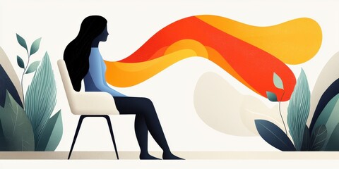 Poster - Creative expression of emotions through abstract art studio space digital artwork calm environment side view artistic concept