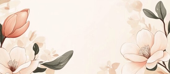 Poster - Floral Background with Magnolia Blossoms and Soft Pastel Colors Ideal for Feminist Themes and Text Integration in Creative Designs