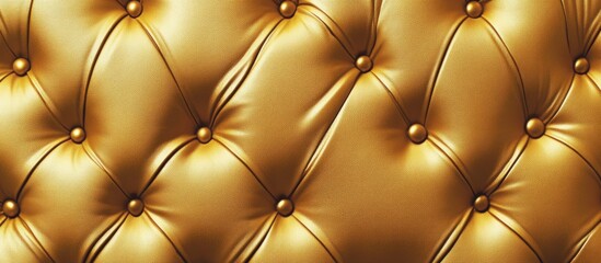 Poster - Luxurious golden leather texture featuring a stylish buttoned pattern for interior design and upholstery applications.