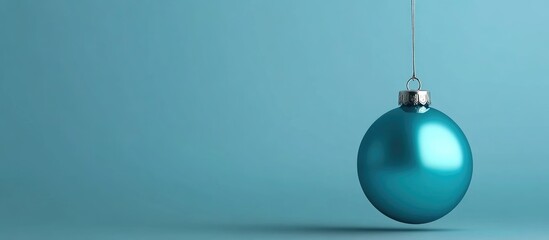 Poster - Elegant teal Christmas ornament hanging against a minimalist backdrop with ample space for personalized festive greetings or messages.