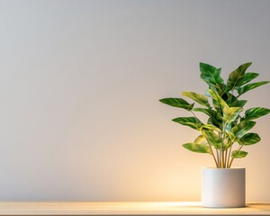 Aufkleber - Minimalist Biophilic Office Setup Modern Desk with Laptop, Potted Plant, and Wireless Accessories - Inspiring Remote Work Design for Enhanced Productivity in Digital Workspaces