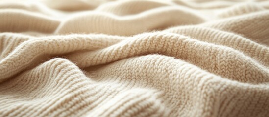 Poster - Beige Merino wool knit texture background ideal for fashion and textile design with soft, inviting folds and a warm color palette