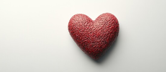 Poster - Textured red heart on a minimalist white background symbolizing love and affection in a simple elegant design.