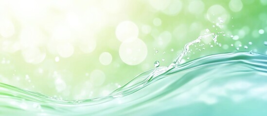 Poster - Macro close up of gentle water waves with light bokeh and a gradient background in green and blue ideal for text overlay or design use
