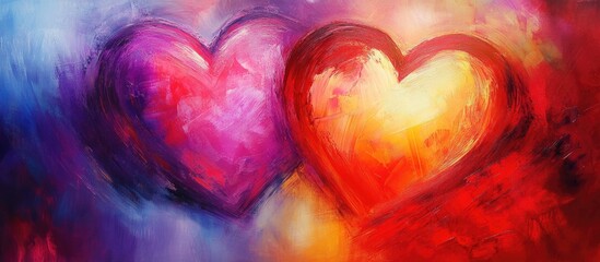 Aufkleber - Colorful abstract hearts blending in a vibrant background symbolizing love and affection in a dreamy artistic style.