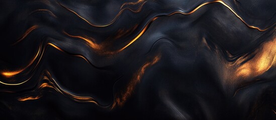 Poster - Elegant fluid dark texture with golden accents for luxury design background concepts.
