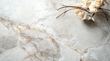 Poster - Tile Surface with Floral Arrangement for Interior Design and Installation Background
