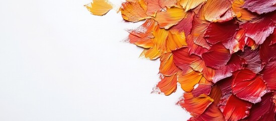 Wall Mural - Vibrant Autumn Leaves Abstract Acrylic Painting on White Canvas Create with Space for Custom Text or Messages