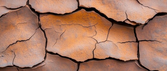 Aufkleber - Rustic Earth-Toned Texture Weathered Metallic Surface with Intricate Cracks - Industrial Design Insights and High-End Material Inspiration for Modern Architecture
