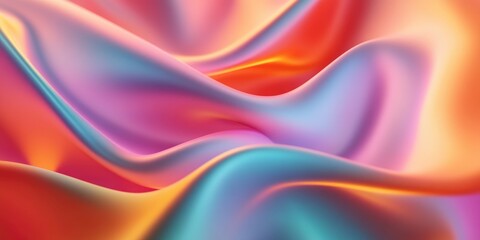 Poster - Fluid motion of colorful silk fabric studio abstract art soft textures close-up view visual aesthetics