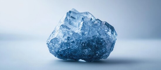 Poster - Macro Photography of Celestite Crystal Highlighting Blue Hues and Translucent Features in a Calming Setting with Room for Text Overlay
