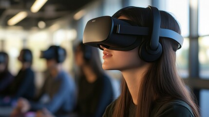 Poster - Enhance language learning with vr headsets global classroom interactive content immersive environment student perspective innovative techniques