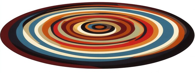 Poster - Modern circular carpet design, vibrant concentric patterns, versatile decor element, enhances contemporary spaces, transparent background, digital format