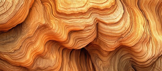 Poster - Detailed close-up of intricate layered wood texture showcasing warm tones and organic patterns in a sideways perspective for visual design use.