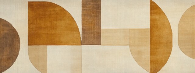 Poster - Geometric Rug Design, Flat style featuring neutral tones and subtle patterns, Ideal for modern interiors, PNG format with transparent background