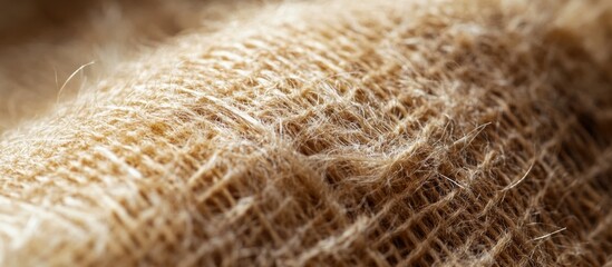Poster - Natural woven fabric texture close-up for backgrounds or material design projects in earthy tones and fine detail.