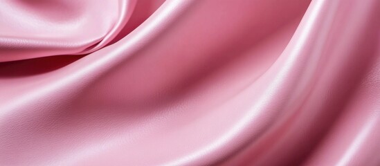 Poster - Elegant closeup of luxurious pink satin fabric showcasing smooth textures and soft draping suitable for fashion and interior design themes.