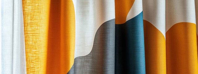 Poster - Geometric Curtains in Bold Colors, Eye-catching designs, Vibrant contrasts, Perfect for modern decor, Transparent background