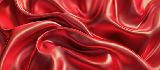 Poster - Elegant red satin fabric texture with soft waves for a luxurious and rich background design.