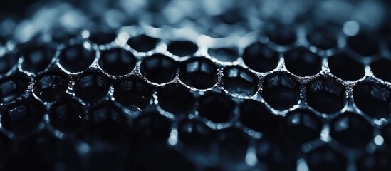 Poster - Close-up macro shot of a honeycomb surface with negative space ideal for adding text or graphics in design projects.