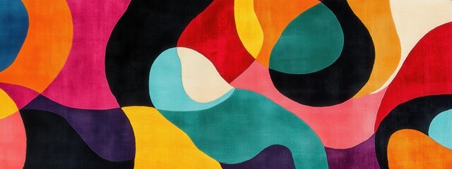 Poster - Vibrant abstract carpet design with bold shapes and colors, ideal for modern decor, transparent background for versatile use