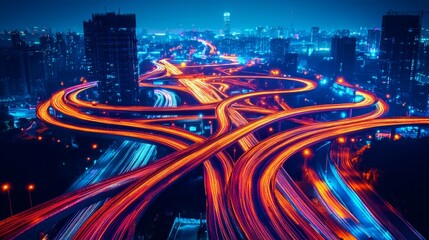 Poster - Neonlit data highways digital realm visual art futuristic environment expansive viewpoint infinite connectivity