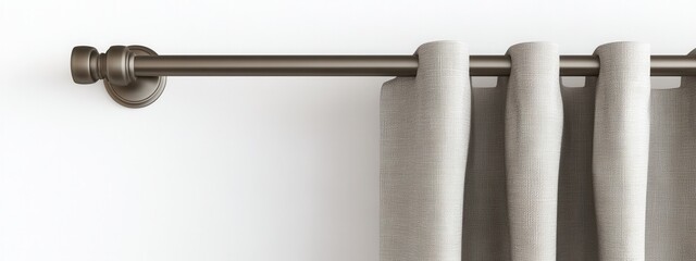 Poster - Minimalist Curtain Rod Mockup, sleek design, modern curtain, transparent background, ideal for interior design presentations, stylish decor showcase