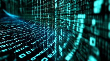 Poster - merging neonlit data strands digital horizon visual art virtual environment futuristic viewpoint dat