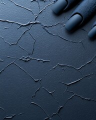 Poster - Chic Textured Nail Art Backdrop Dark Navy Grunge Surface for Stylish Nail Design Displays - Optimized for Beauty Branding and Trendy Nail Salon Marketing