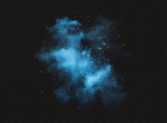 Fototapete - blue sparkling fairy dust effect with glowing particles, stardust trails, and magical mist. Perfect for Xmas, galaxy themes, overlays, fantasy backgrounds, neon explosions, and enchanting vector desig