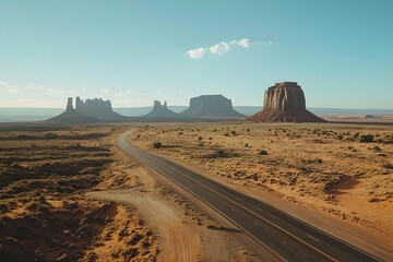 Desert highway scenic Monument Valley sunrise travel