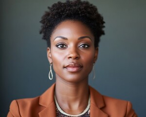Aufkleber - Corporate Virtual Summit Aesthetic Professional Black Woman in Structured Blazer and Statement Necklace - Remote Leadership and Digital Transformation for Modern Business