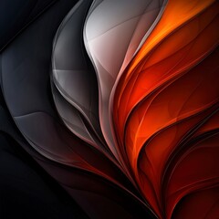 Wall Mural - Abstract Orange Black Gray Flowing Waves Background