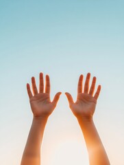 Poster - Sunset Festival Silhouettes Dynamic of Raised Hands and Sky - Vibrant Visuals for Music Event Promotions and Youthful Lifestyle Marketing