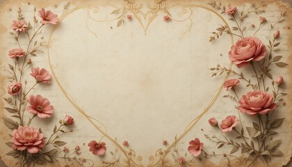 Vintage-style Valentine's background with aged paper texture