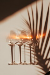 Poster - Warm Minimalist Workspace Design Elegant Glass Collection under Ambient Lighting - Modern Hospitality Content and Collaborative Office Decor Vibes