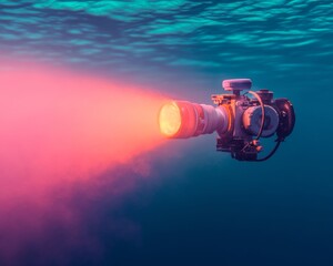 Aufkleber - Colorful Oceanographic Imaging Cutting-Edge LIDAR Camera in Vibrant Waters - Essential for Marine Exploration and Environmental Data Visualization Innovation