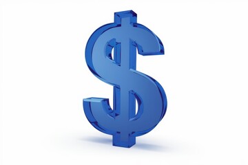 Poster - A three-dimensional blue glass rendering of the US dollar symbol.